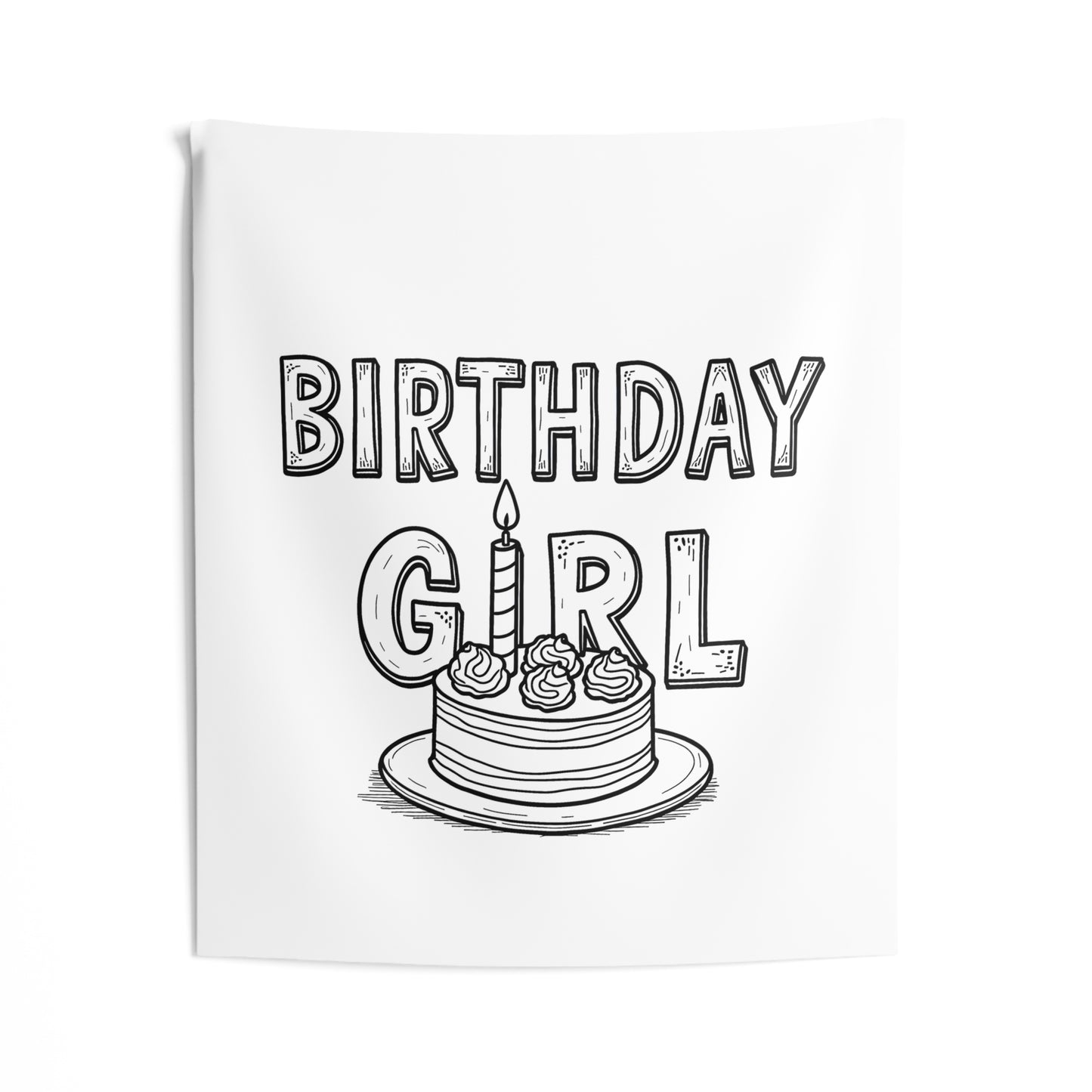 Indoor Wall Tapestries Coloring Kit with 10 Fabric Markers - Birthday Girl