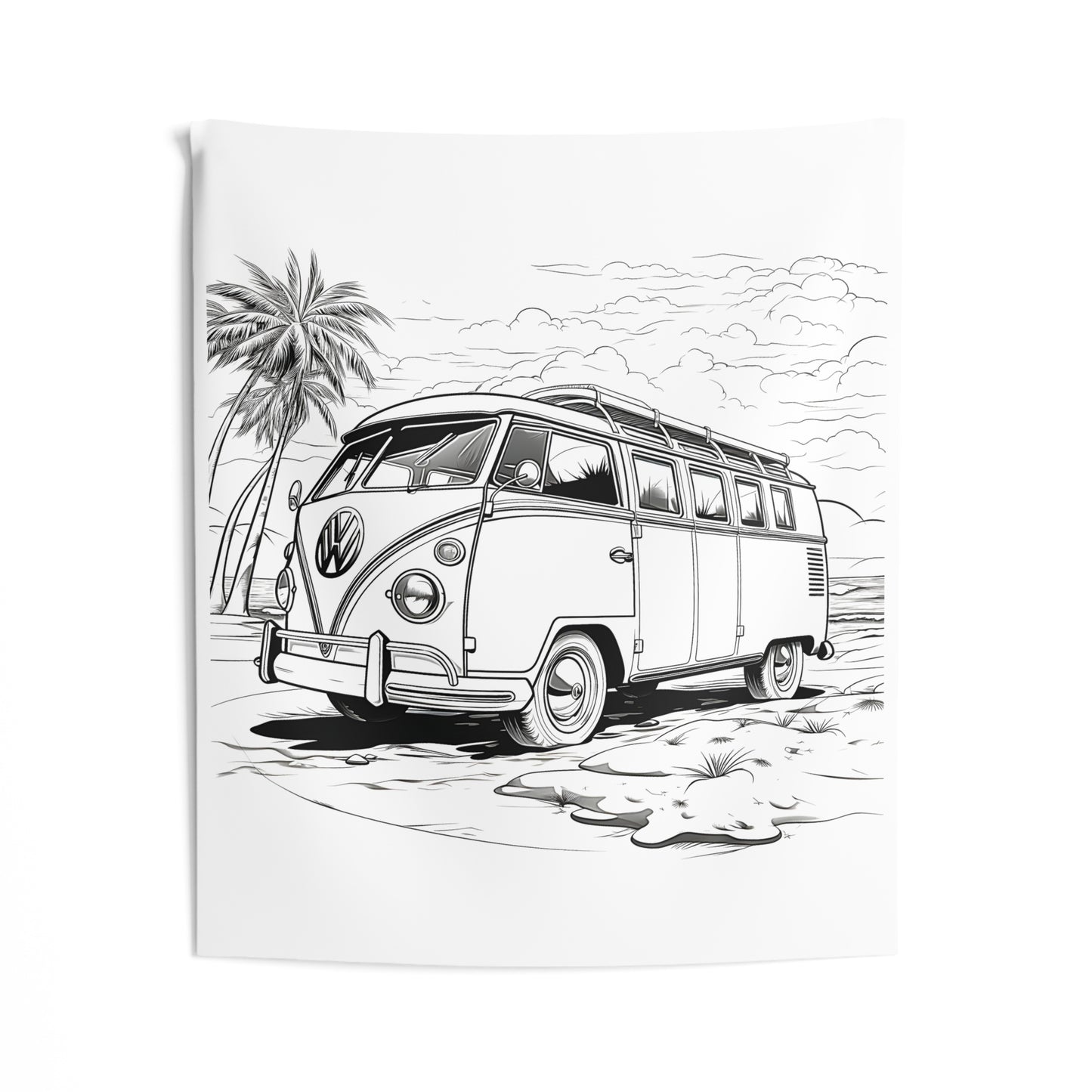 Indoor Wall Tapestries Coloring Kit with 10 Fabric Markers - VW Bus