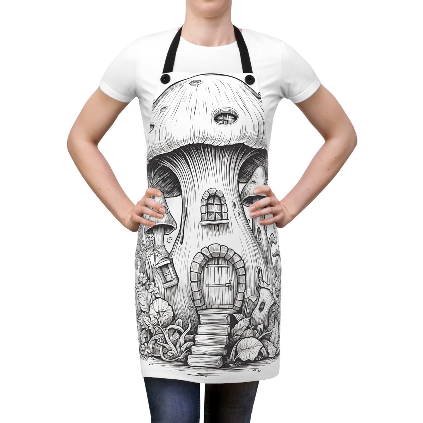 Apron Coloring Kit with 10 Fabric Markers - Mushroom House