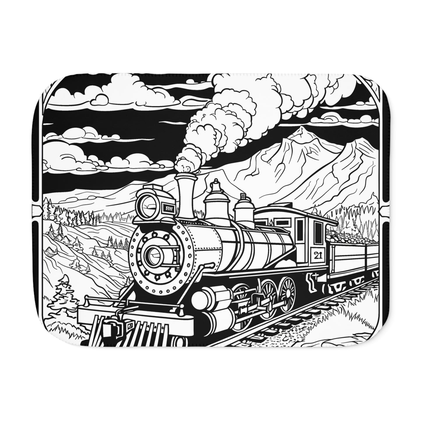 Blanket Coloring Kit with 10 Fabric Markers - Steam Train