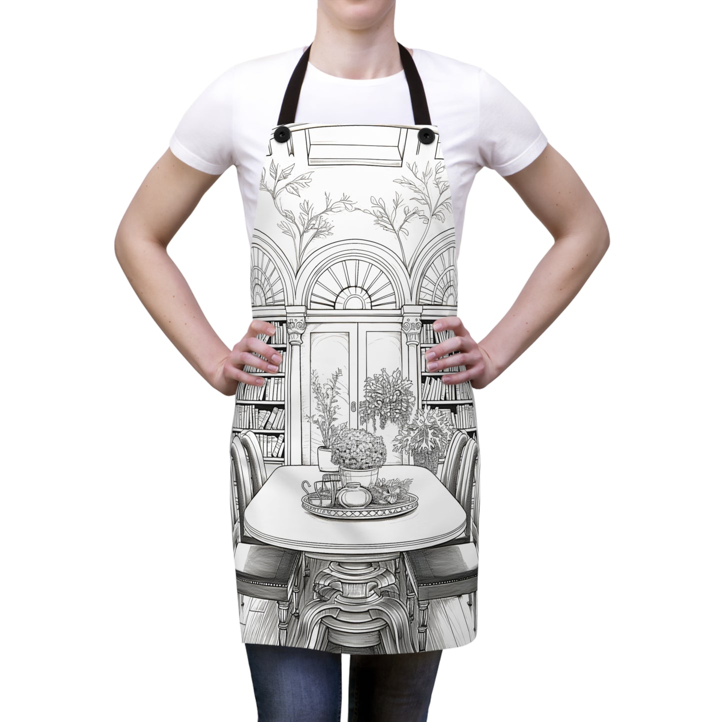 Apron Coloring Kit with 10 Fabric Markers - Interior Scene