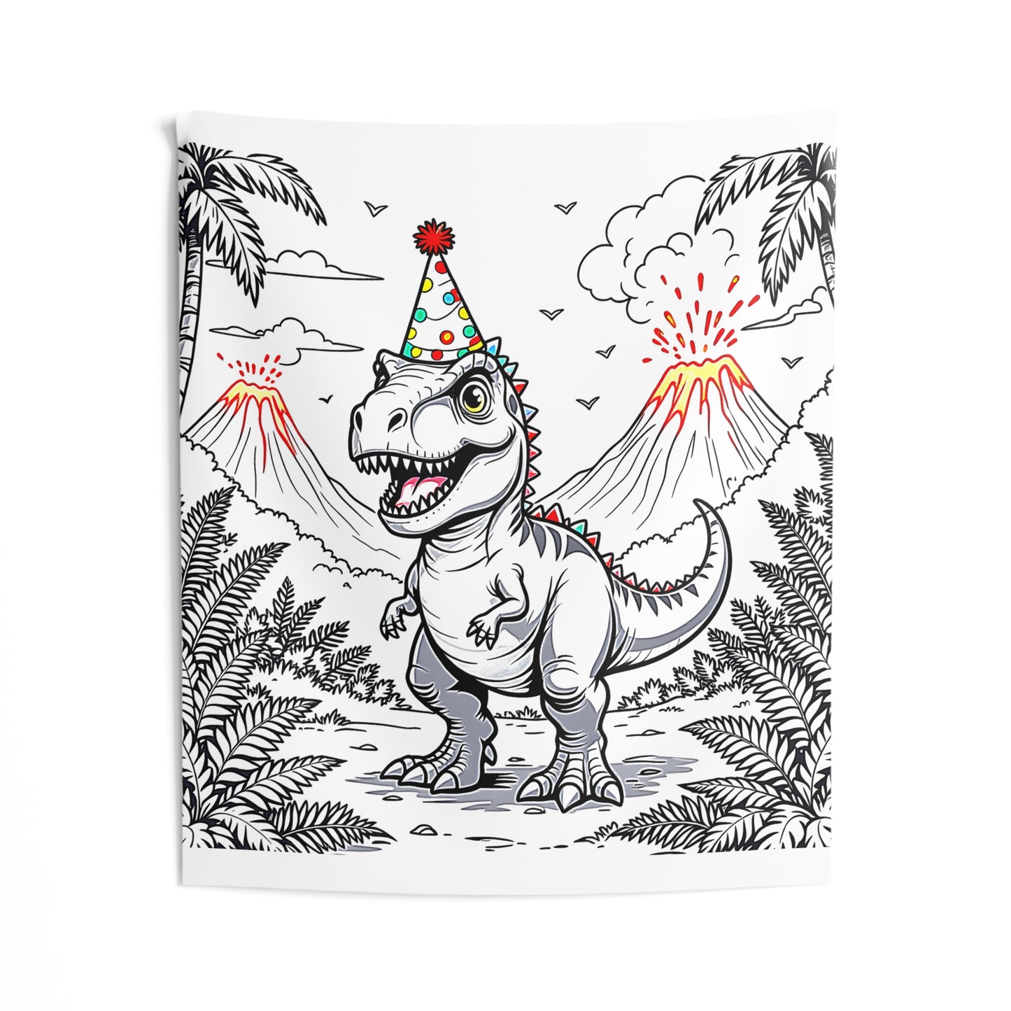 Indoor Wall Tapestries Colorful Graphic Design - Dinosaur Party
