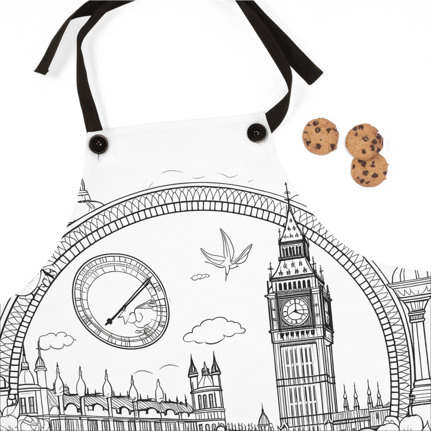 Apron Coloring Kit with 10 Fabric Markers - Big Ben and Parliament