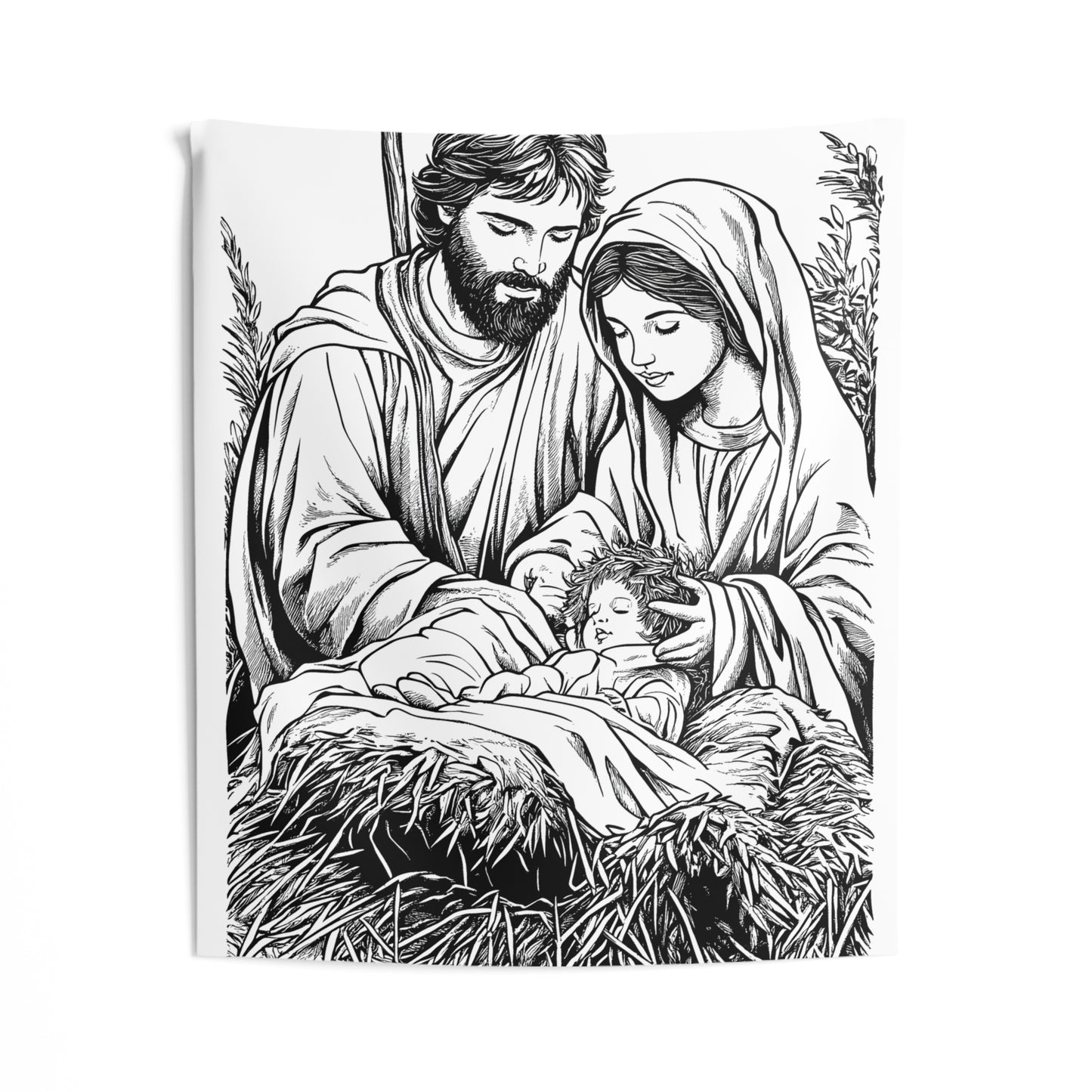 Indoor Wall Tapestries Coloring Kit with 10 Fabric Markers - Nativity Scene