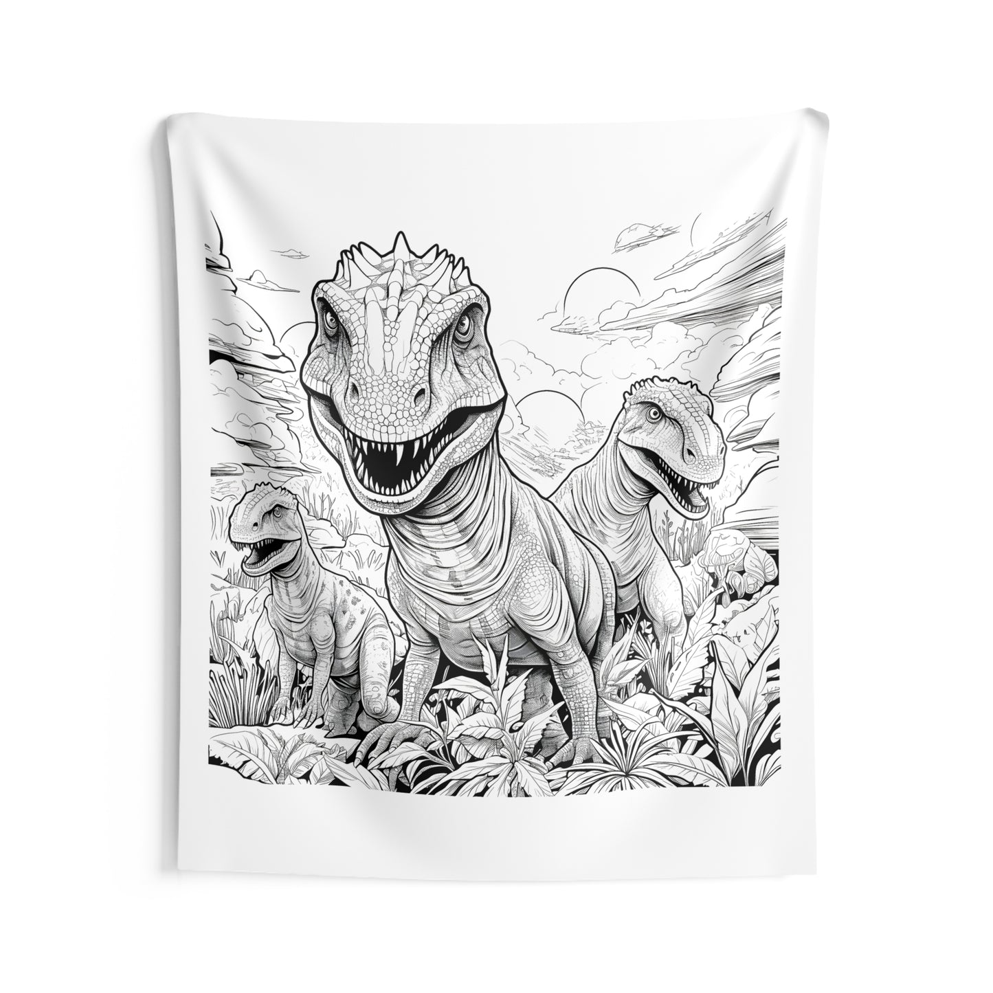 Indoor Wall Tapestries Coloring Kit with 10 Fabric Markers - Theropods