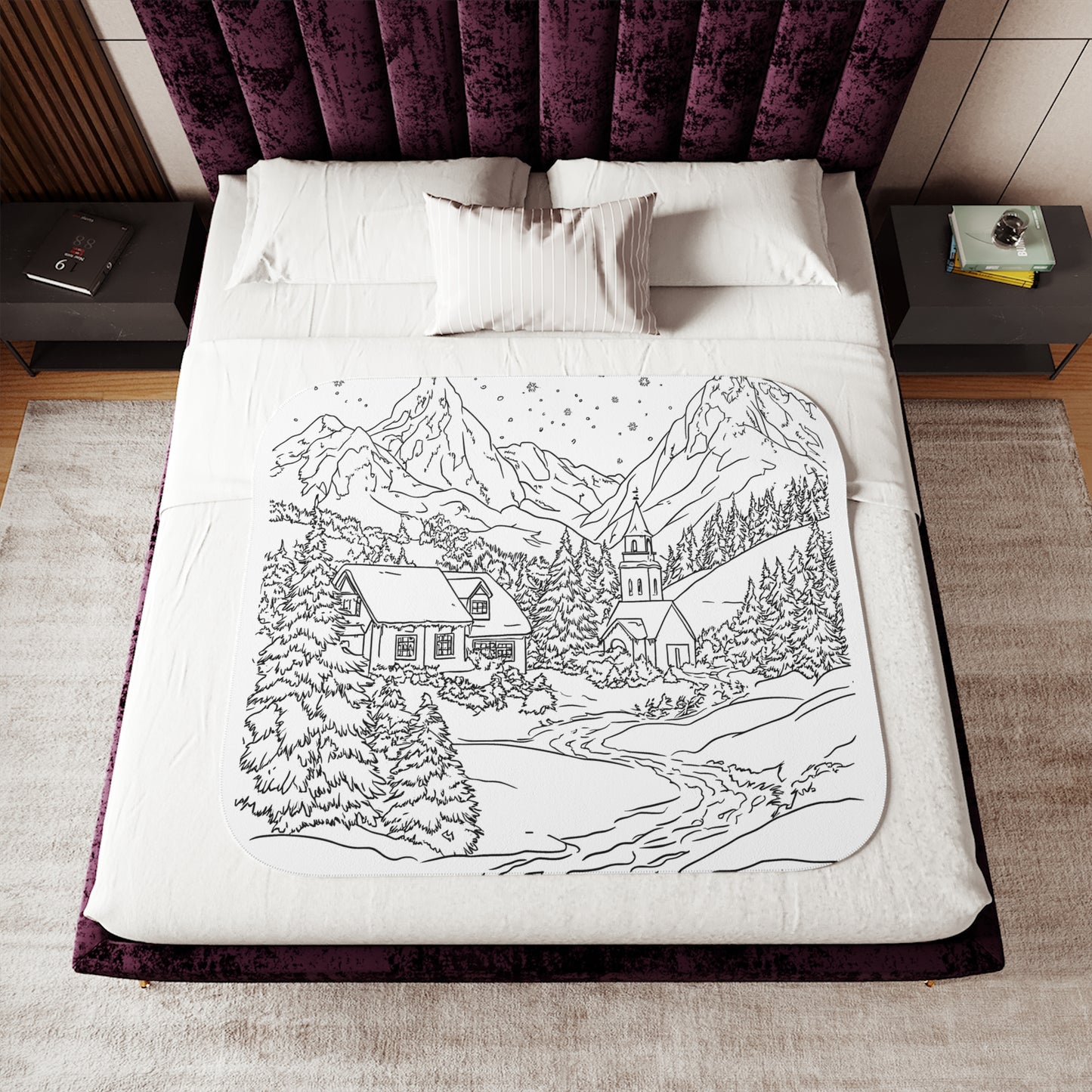 Blanket Coloring Kit with 10 Fabric Markers - Mountain Village