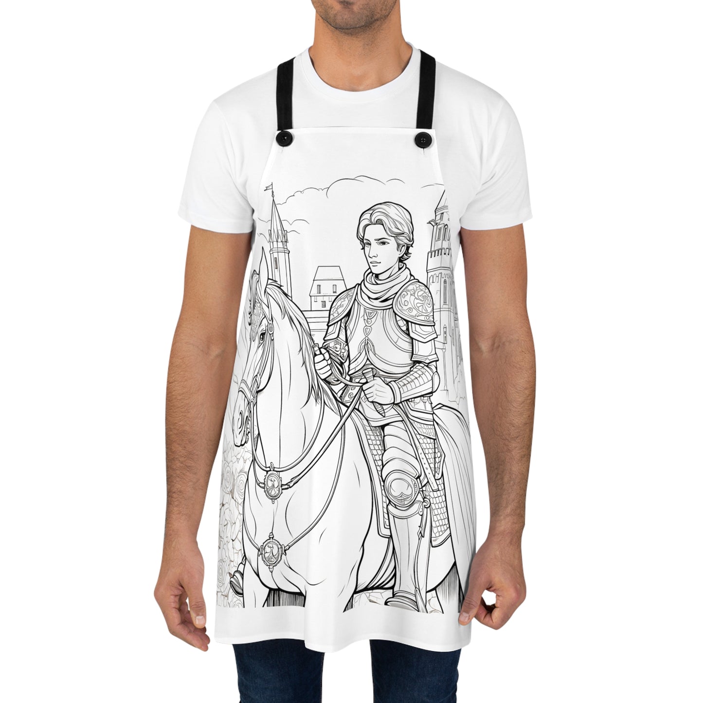 Apron Coloring Kit with 10 Fabric Markers - Medieval Knight on Horseback