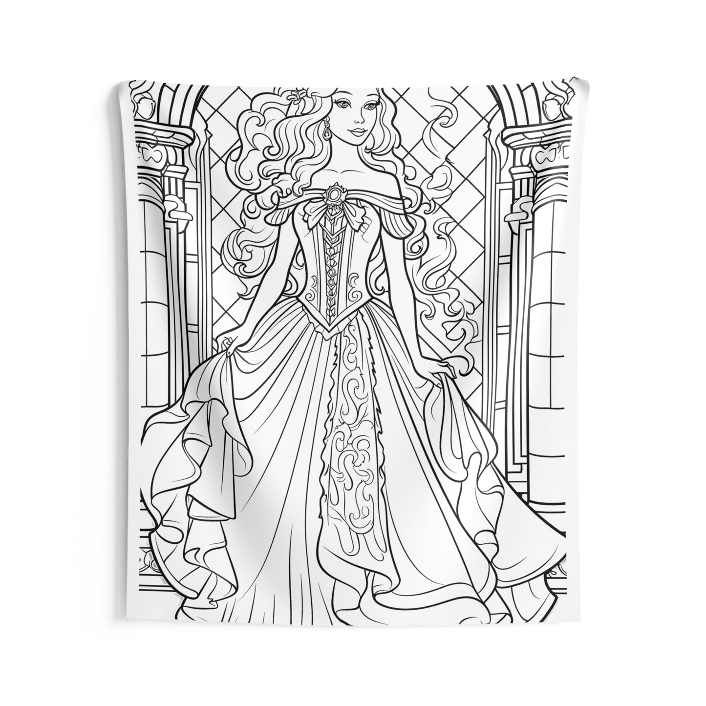 Indoor Wall Tapestries Coloring Kit with 10 Fabric Markers - Elegant Princess