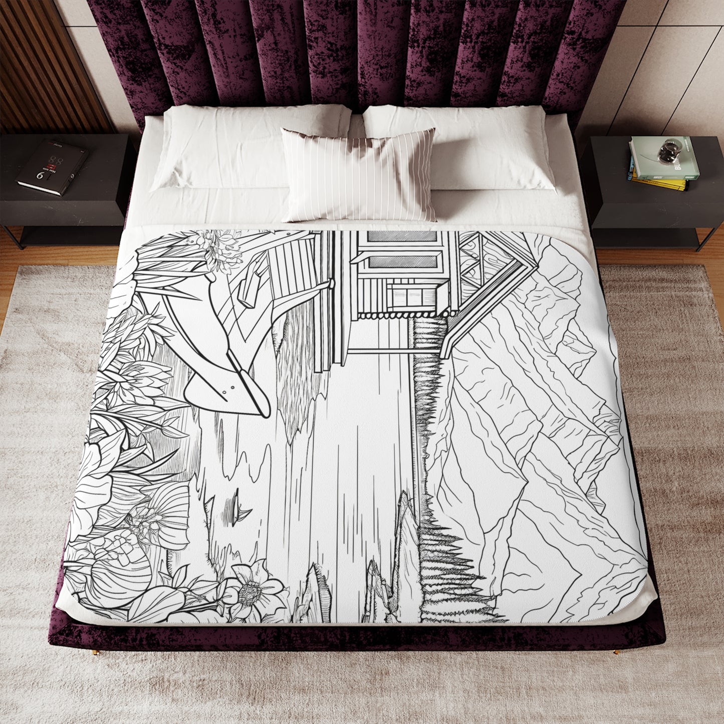 Blanket Coloring Kit with 10 Fabric Markers - Mountain Retreat