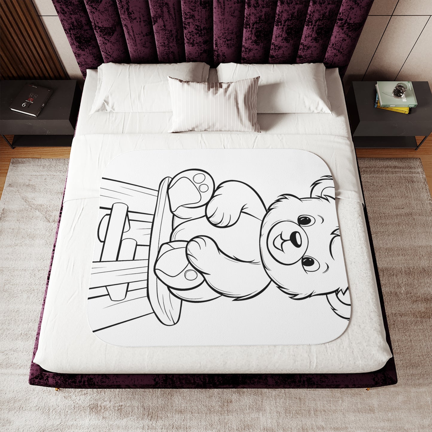 Blanket Coloring Kit with 10 Fabric Markers - Cute Bear