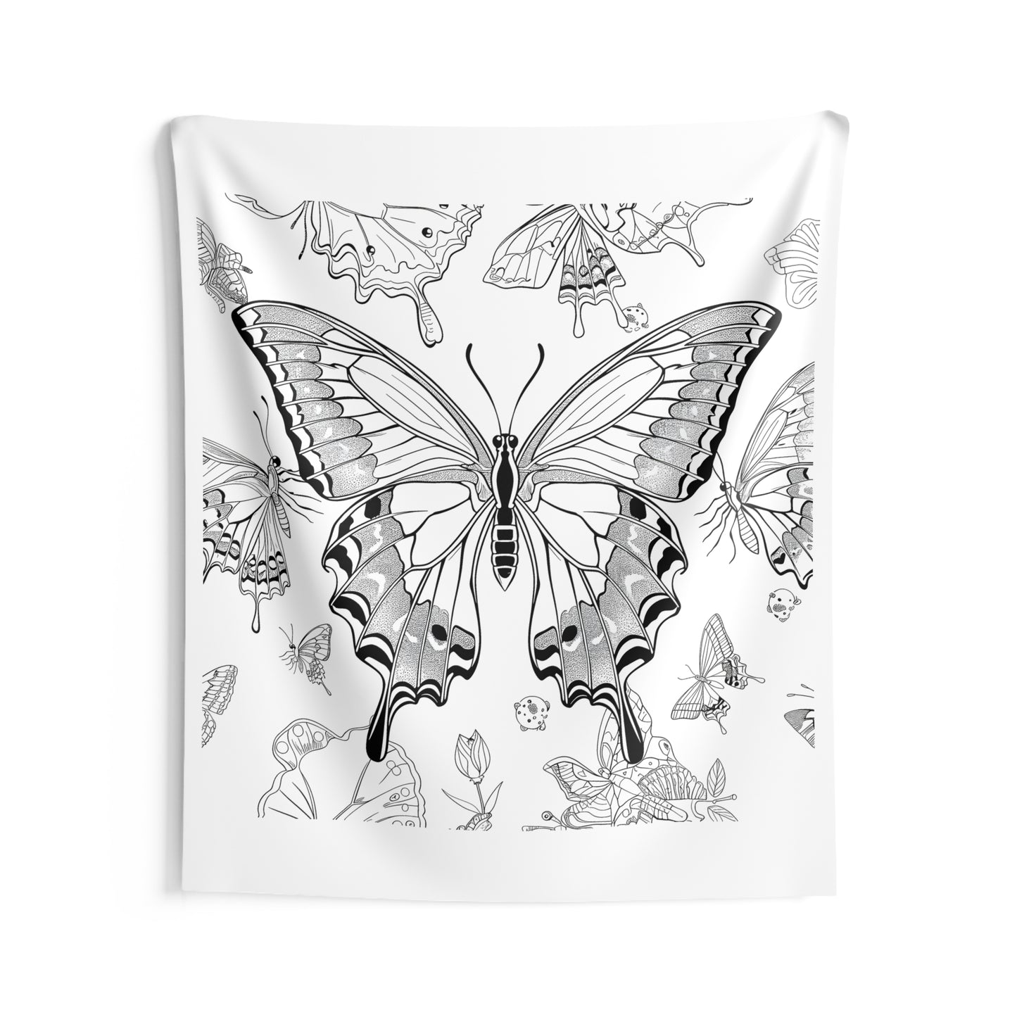 Indoor Wall Tapestries Coloring Kit with 10 Fabric Markers - Butterflies