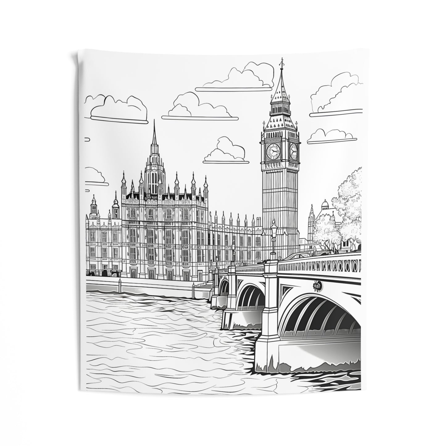 Indoor Wall Tapestries Coloring Kit with 10 Fabric Markers - Big Ben