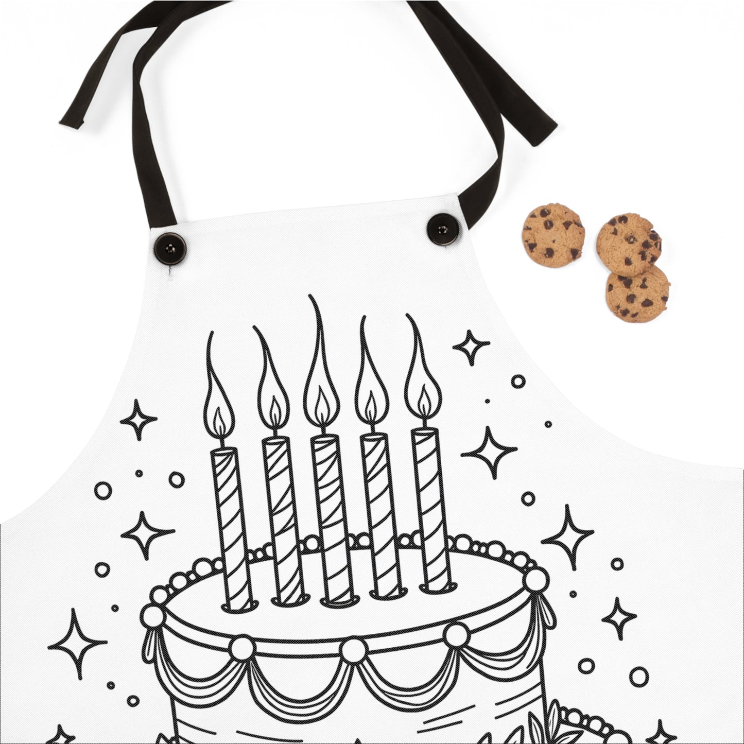 Apron Coloring Kit with 10 Fabric Markers - Birthday Cake
