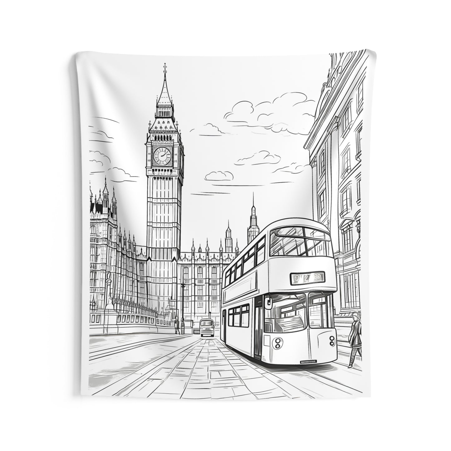 Indoor Wall Tapestries Coloring Kit with 10 Fabric Markers - London Cityscape