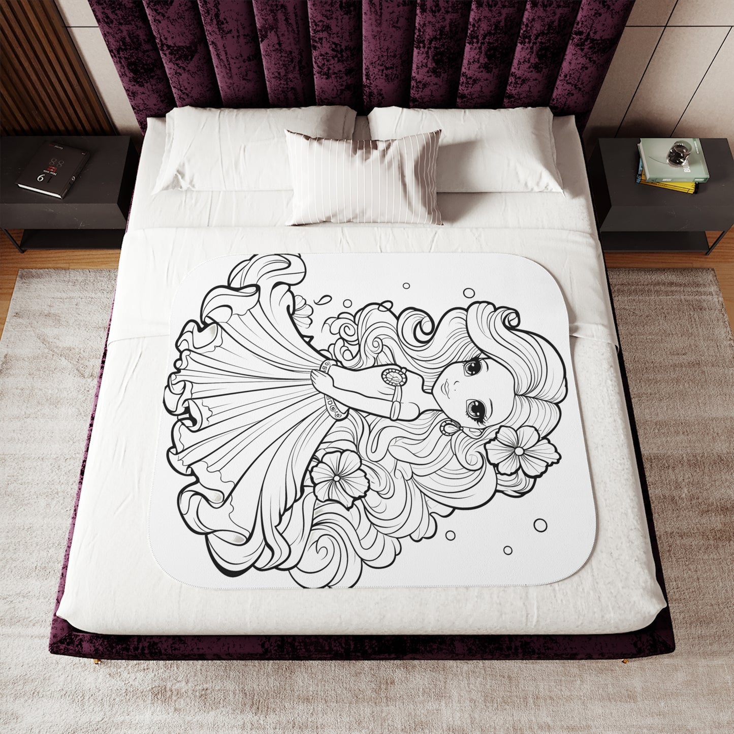 Blanket Coloring Kit with 10 Fabric Markers - Flower Princess