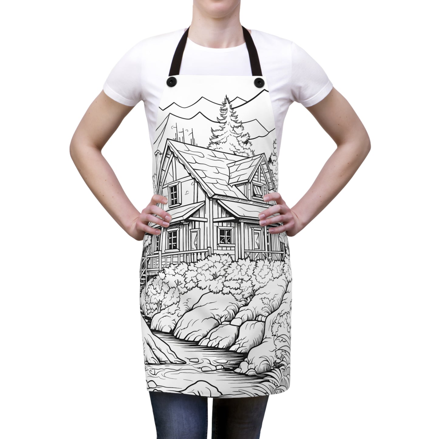 Apron Coloring Kit with 10 Fabric Markers - Cabin in Nature