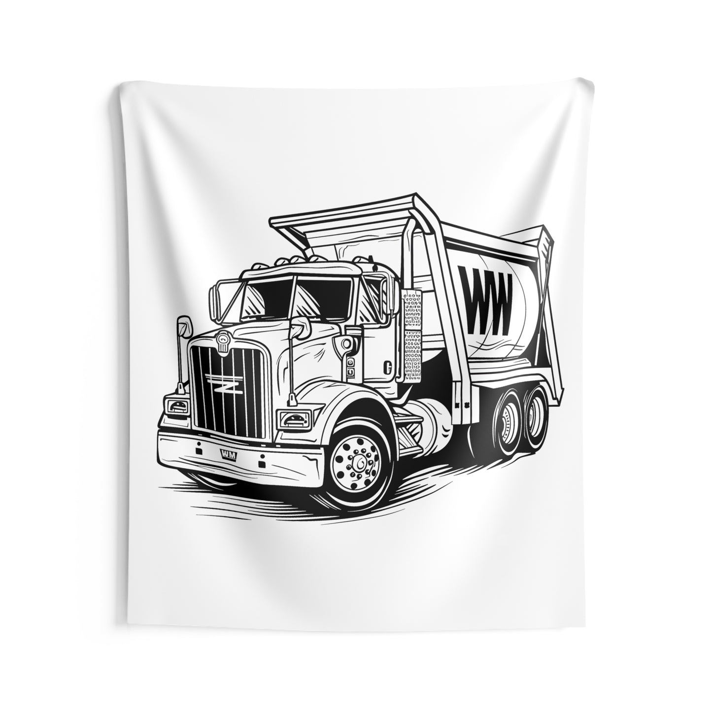 Indoor Wall Tapestries Coloring Kit with 10 Fabric Markers - Garbage Truck