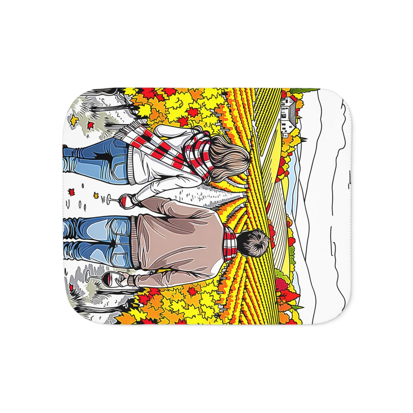 Blanket Colorful Graphic Design - Couple in Fall Vineyard