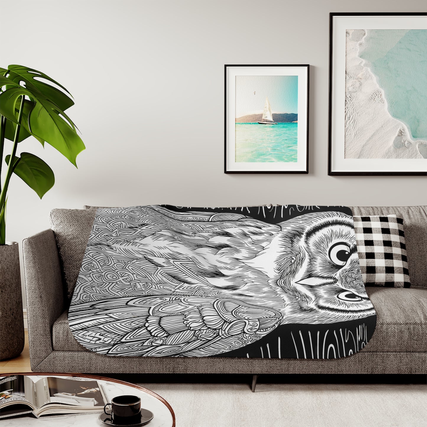 Blanket Coloring Kit with 10 Fabric Markers - Intricate Owl Design