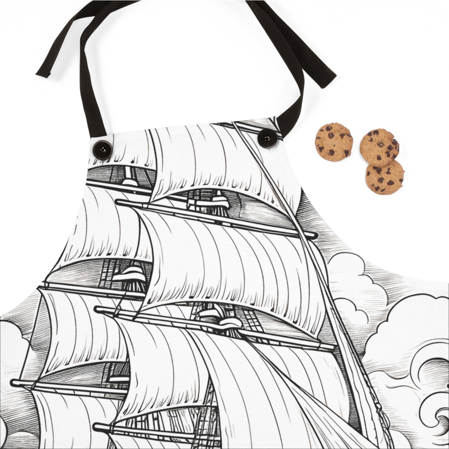 Apron Coloring Kit with 10 Fabric Markers - Sailing Ship