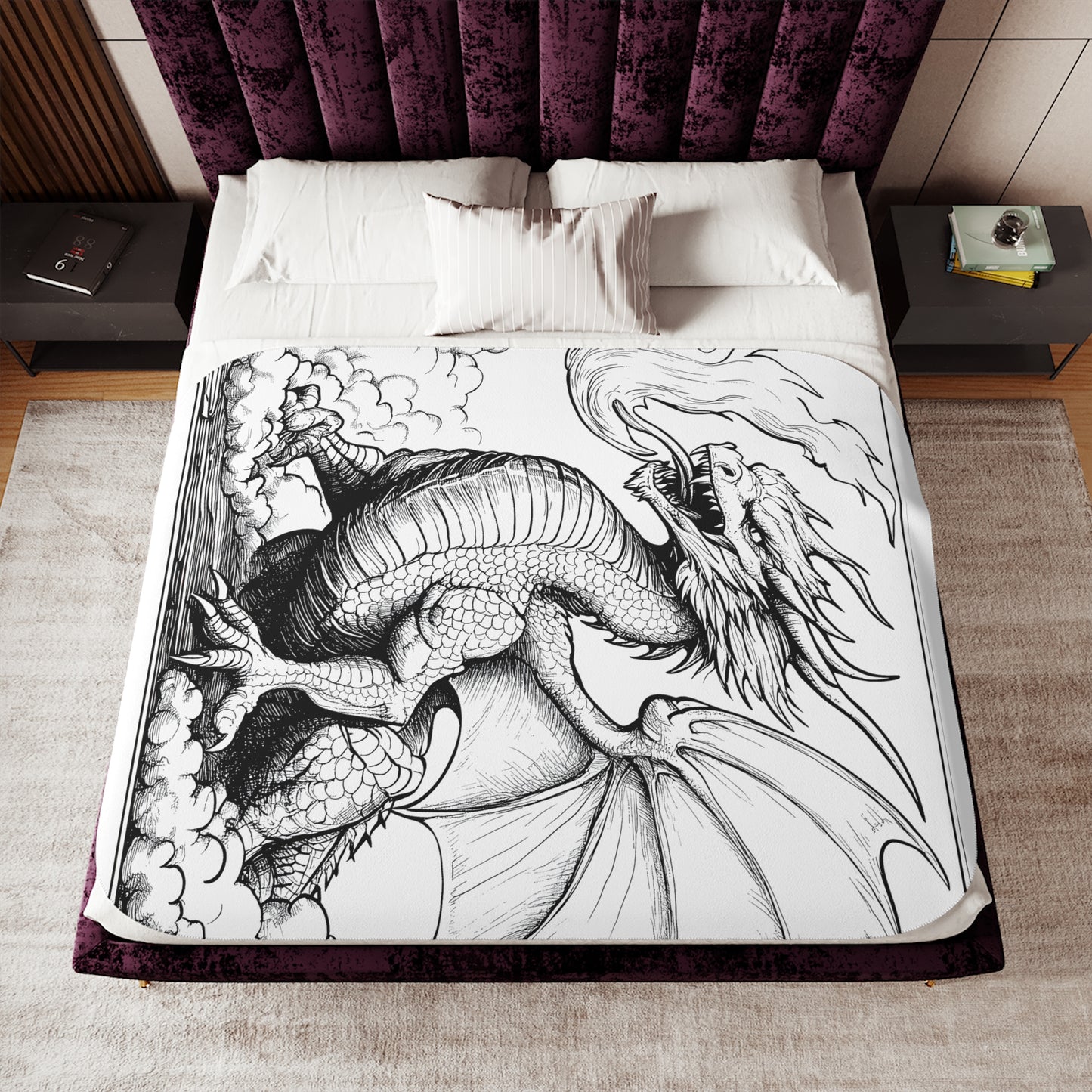 Blanket Coloring Kit with 10 Fabric Markers - Fire-breathing Dragon