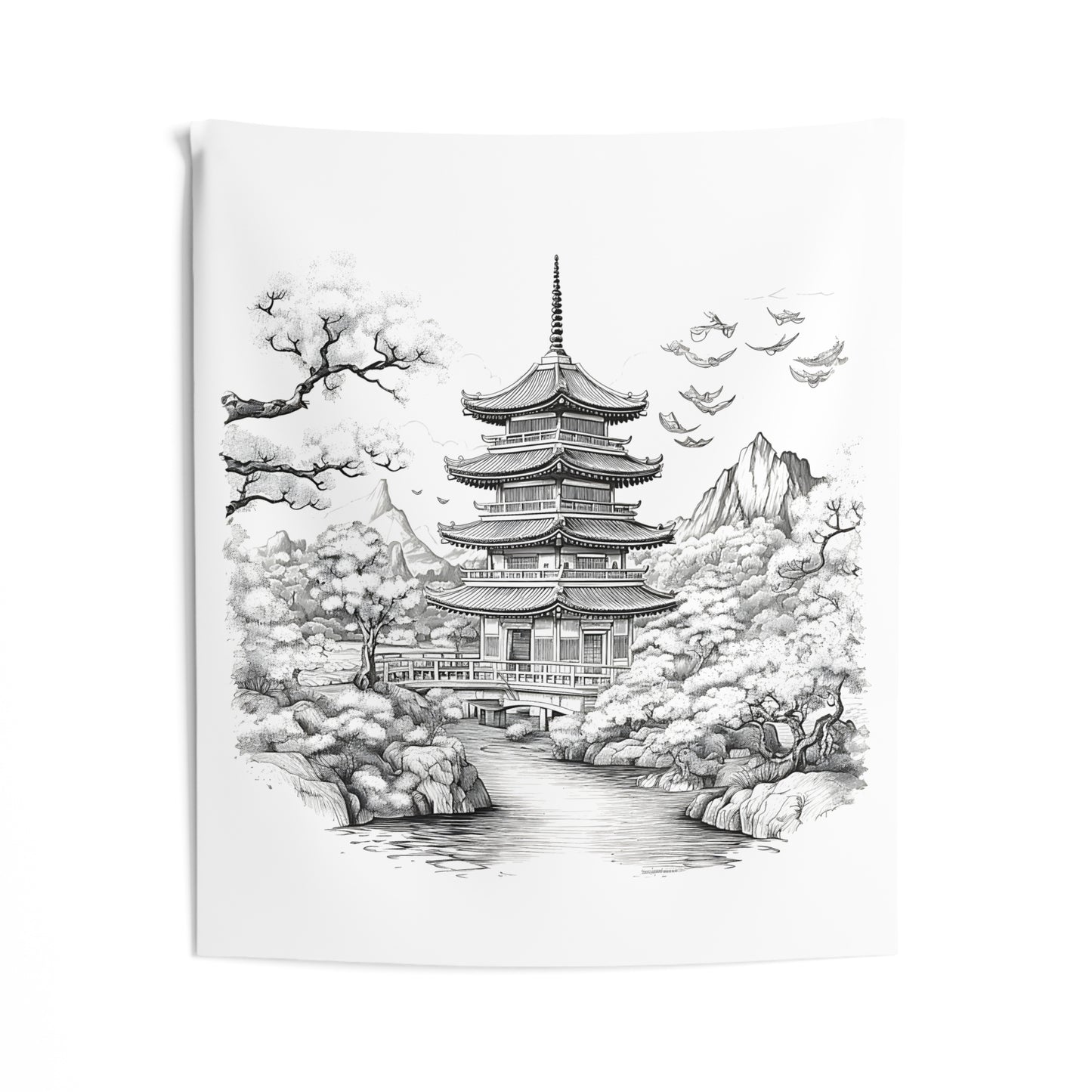 Indoor Wall Tapestries Coloring Kit with 10 Fabric Markers - Pagoda