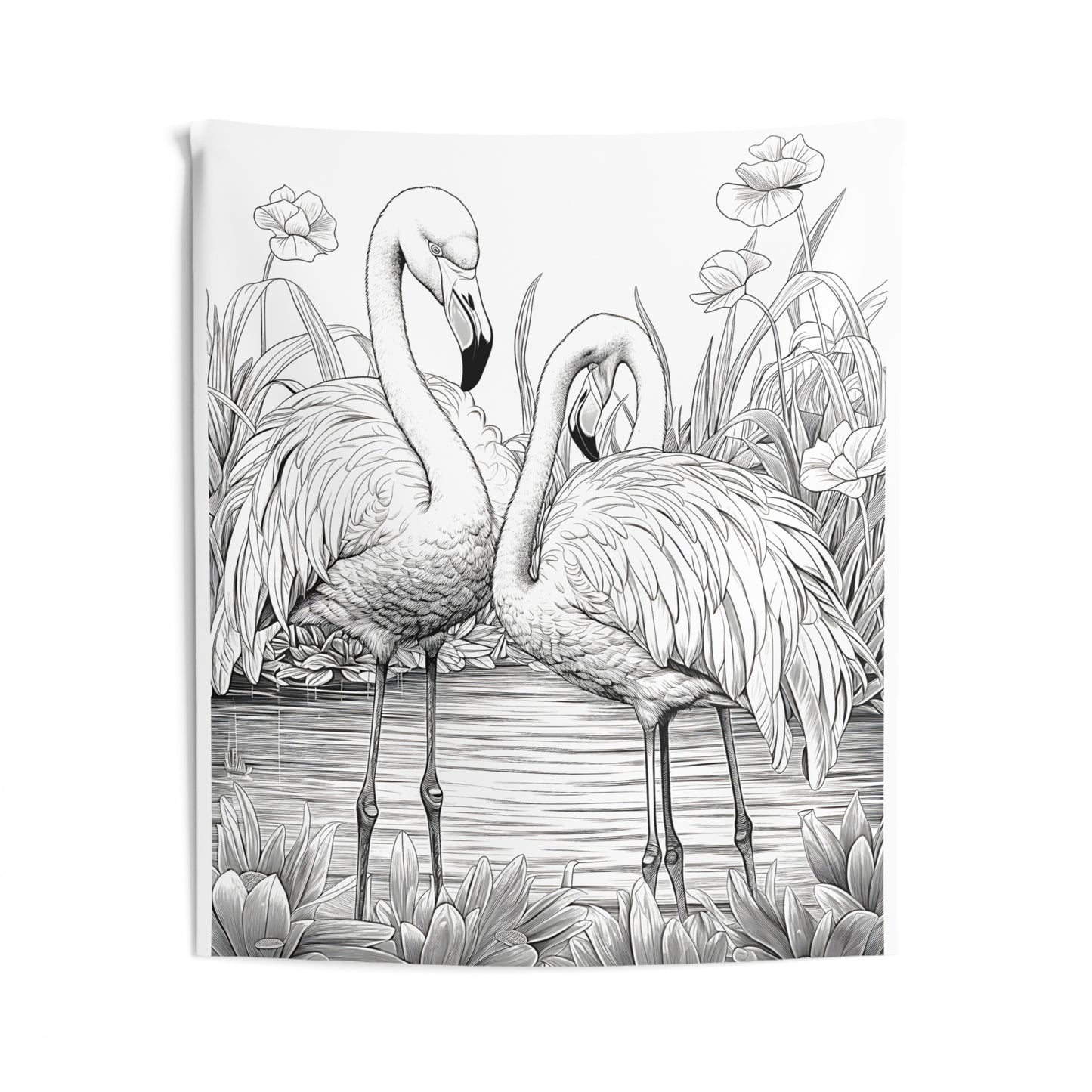 Indoor Wall Tapestries Coloring Kit with 10 Fabric Markers - Flamingos