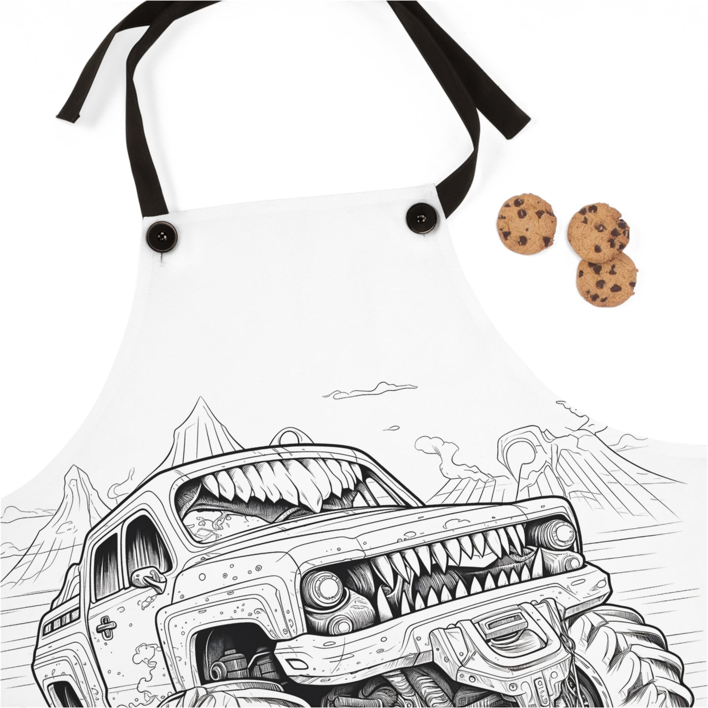 Apron Coloring Kit with 10 Fabric Markers - Monster Truck