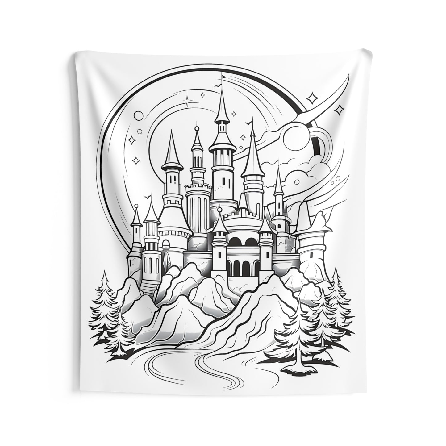 Indoor Wall Tapestries Coloring Kit with 10 Fabric Markers - Castle