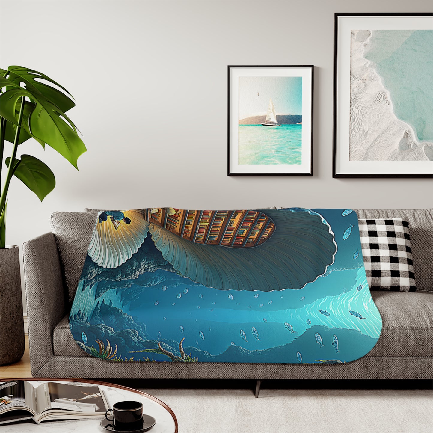 Blanket Colorful Graphic Design - Underwater Library