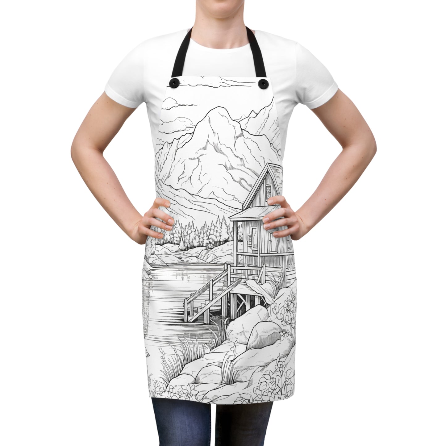 Apron Coloring Kit with 10 Fabric Markers - Mountain Cabin