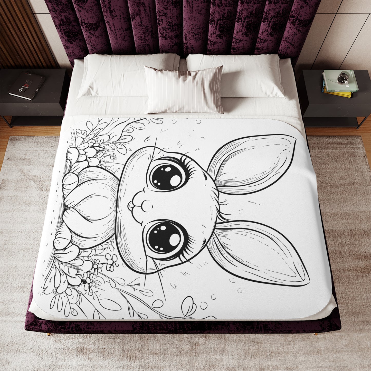 Blanket Coloring Kit with 10 Fabric Markers - Cute Bunny