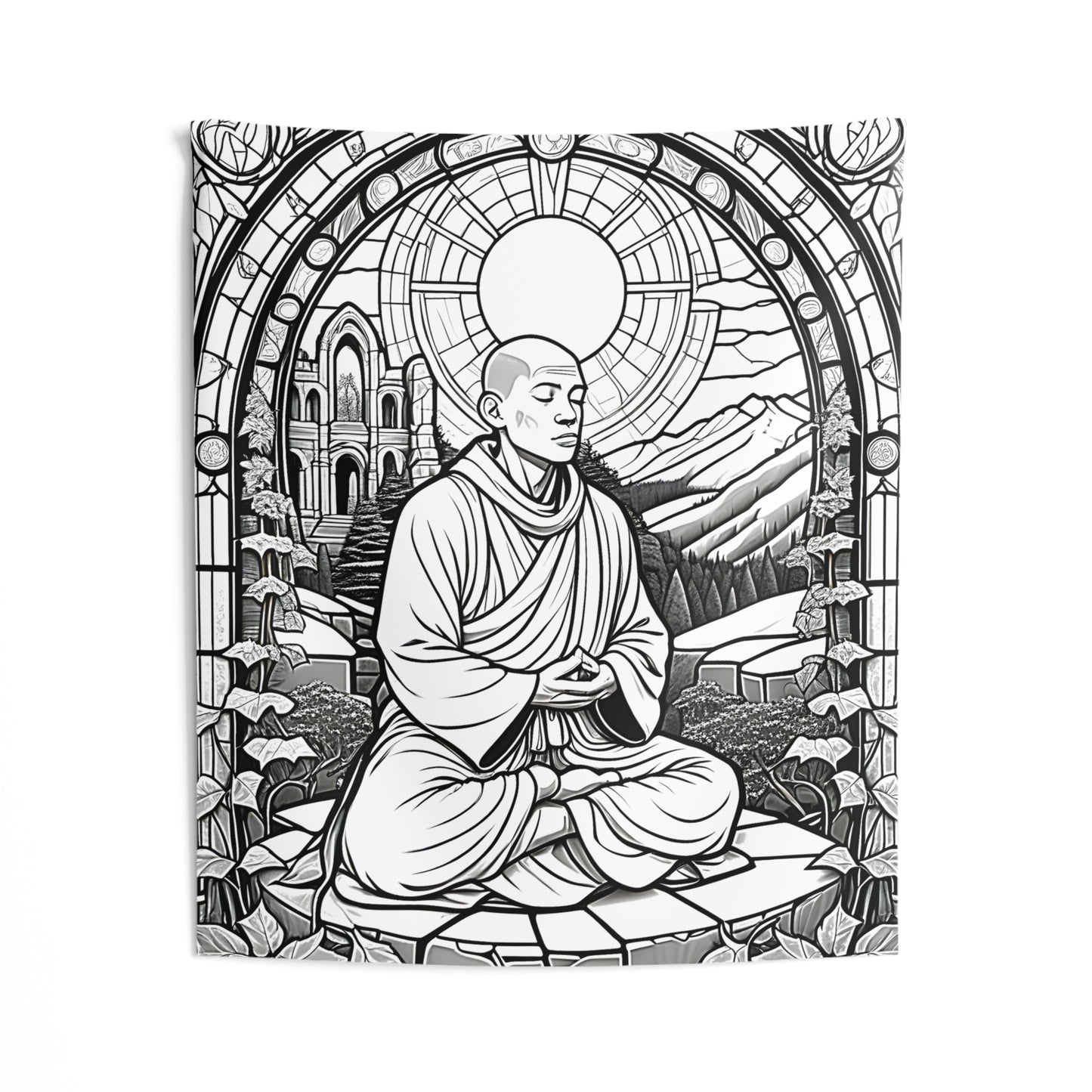 Indoor Wall Tapestries Coloring Kit with 10 Fabric Markers - Monk