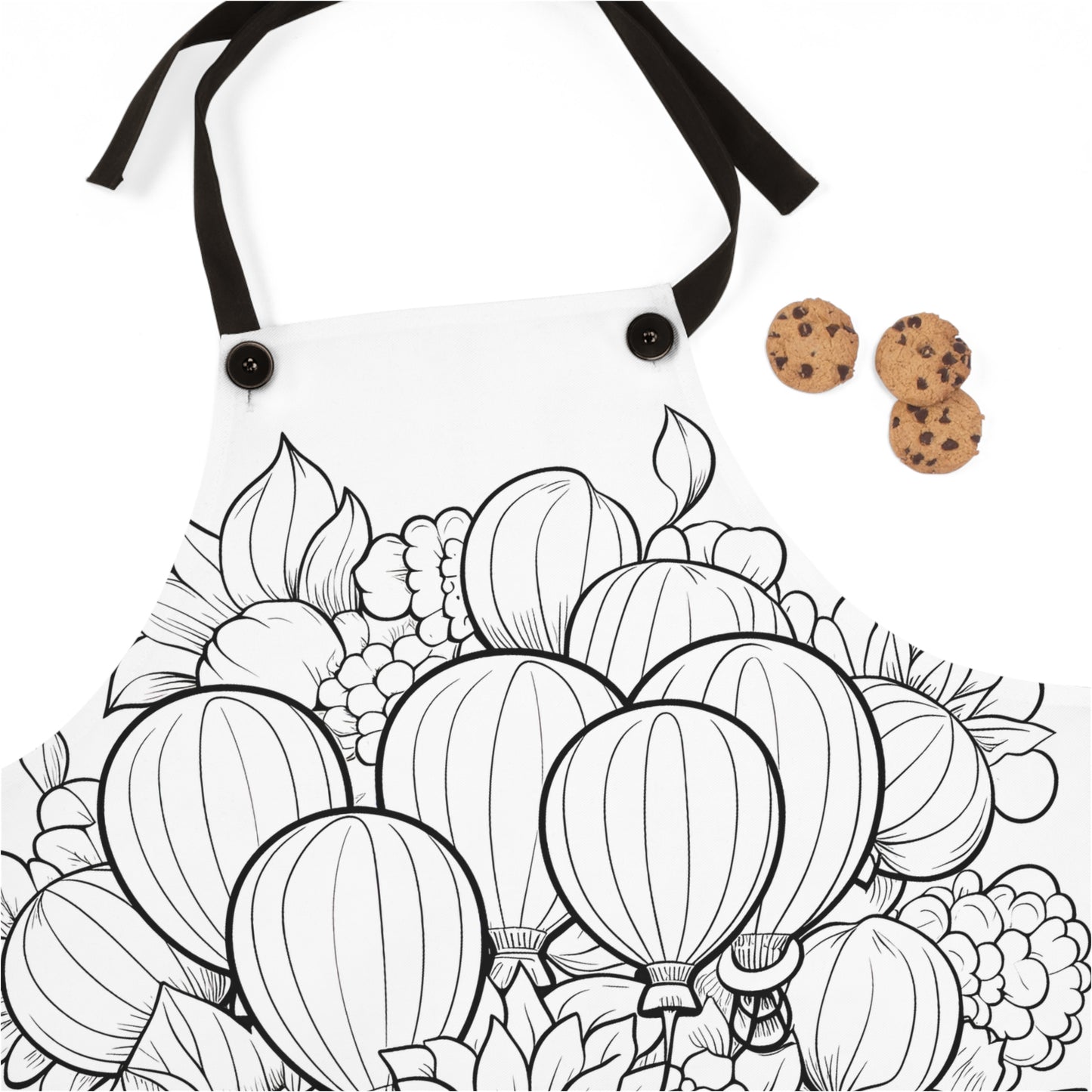 Apron Coloring Kit with 10 Fabric Markers - Floral Arrangement and Balloons