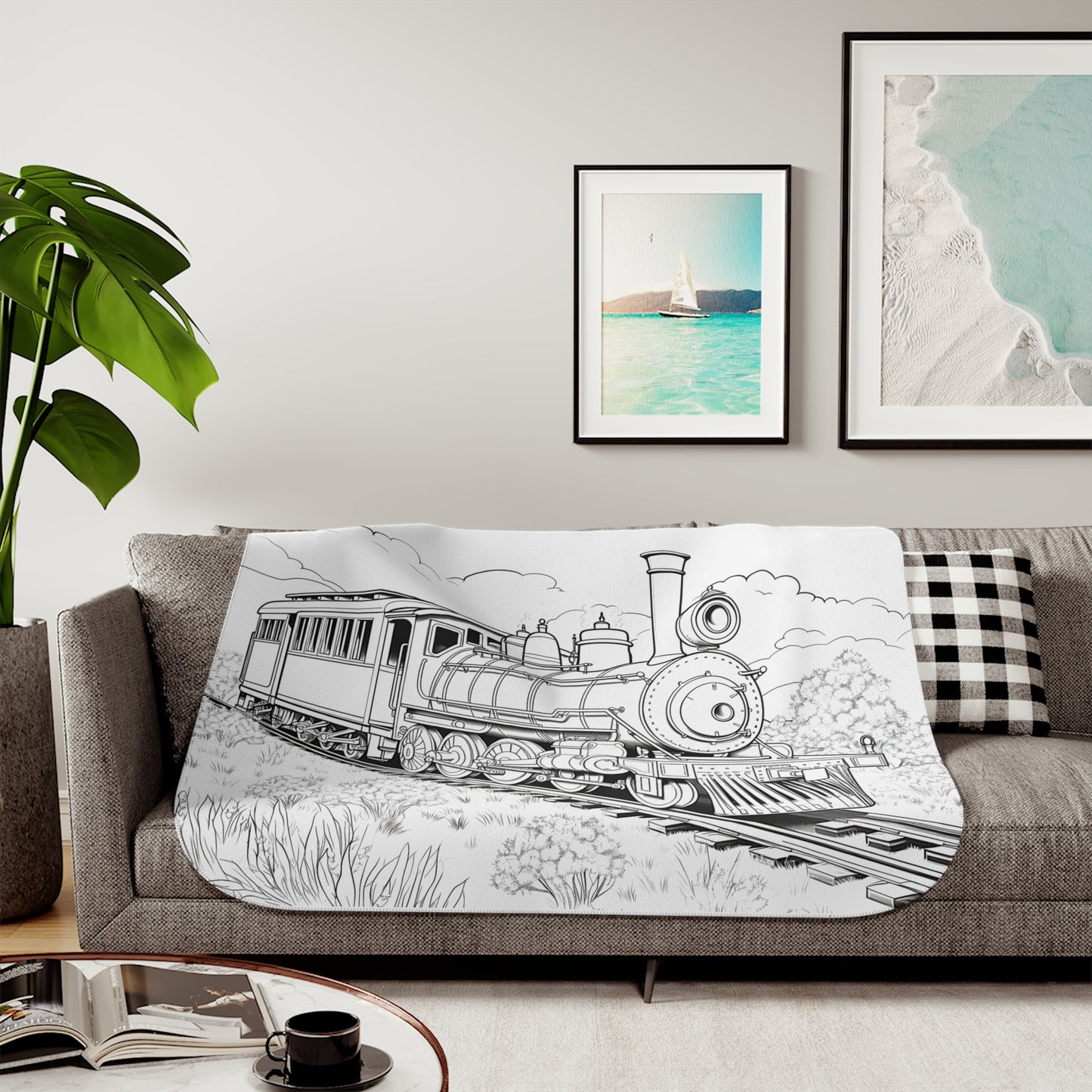 Blanket Coloring Kit with 10 Fabric Markers - Steam Locomotive