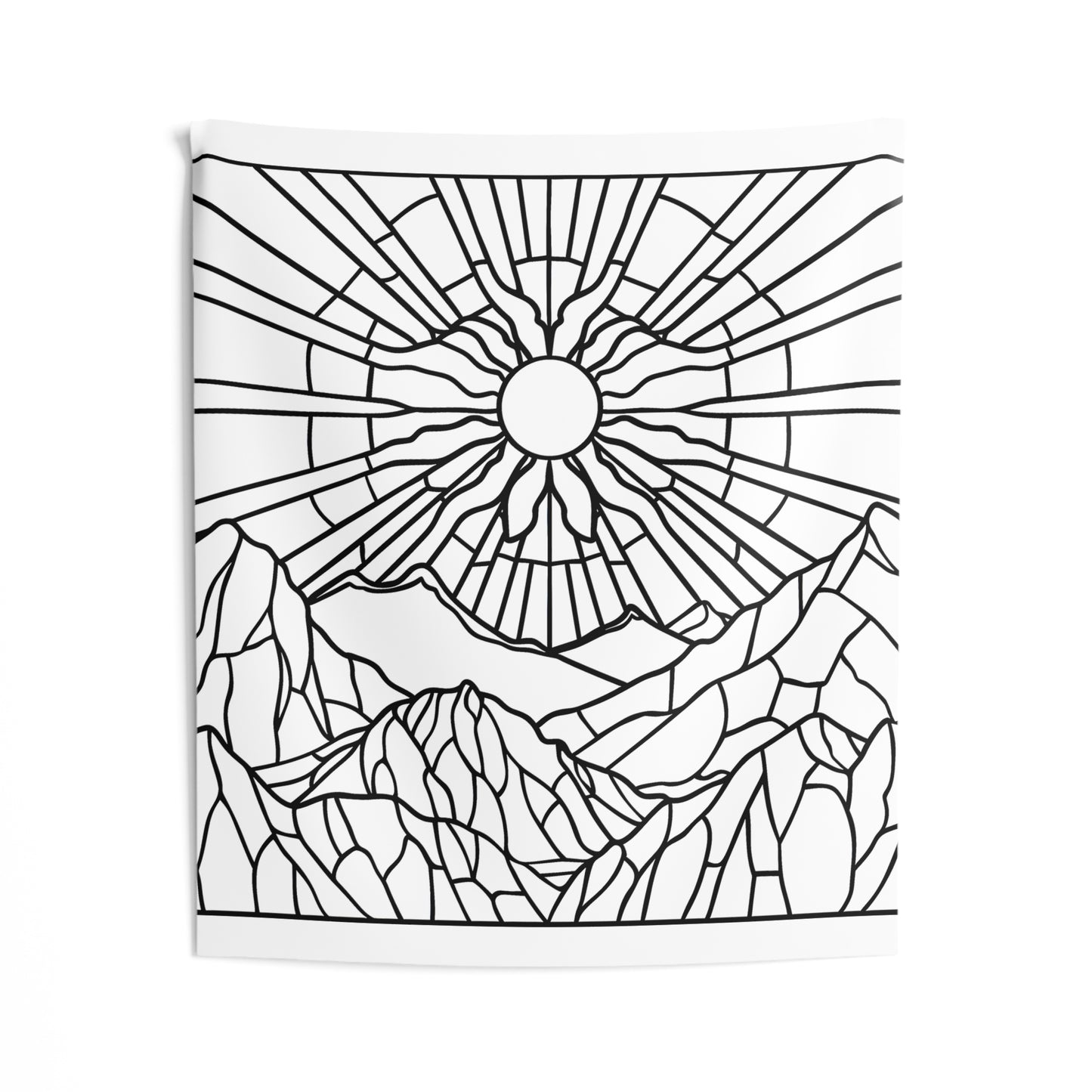 Indoor Wall Tapestries Coloring Kit with 10 Fabric Markers - Abstract Mountains and Sunburst