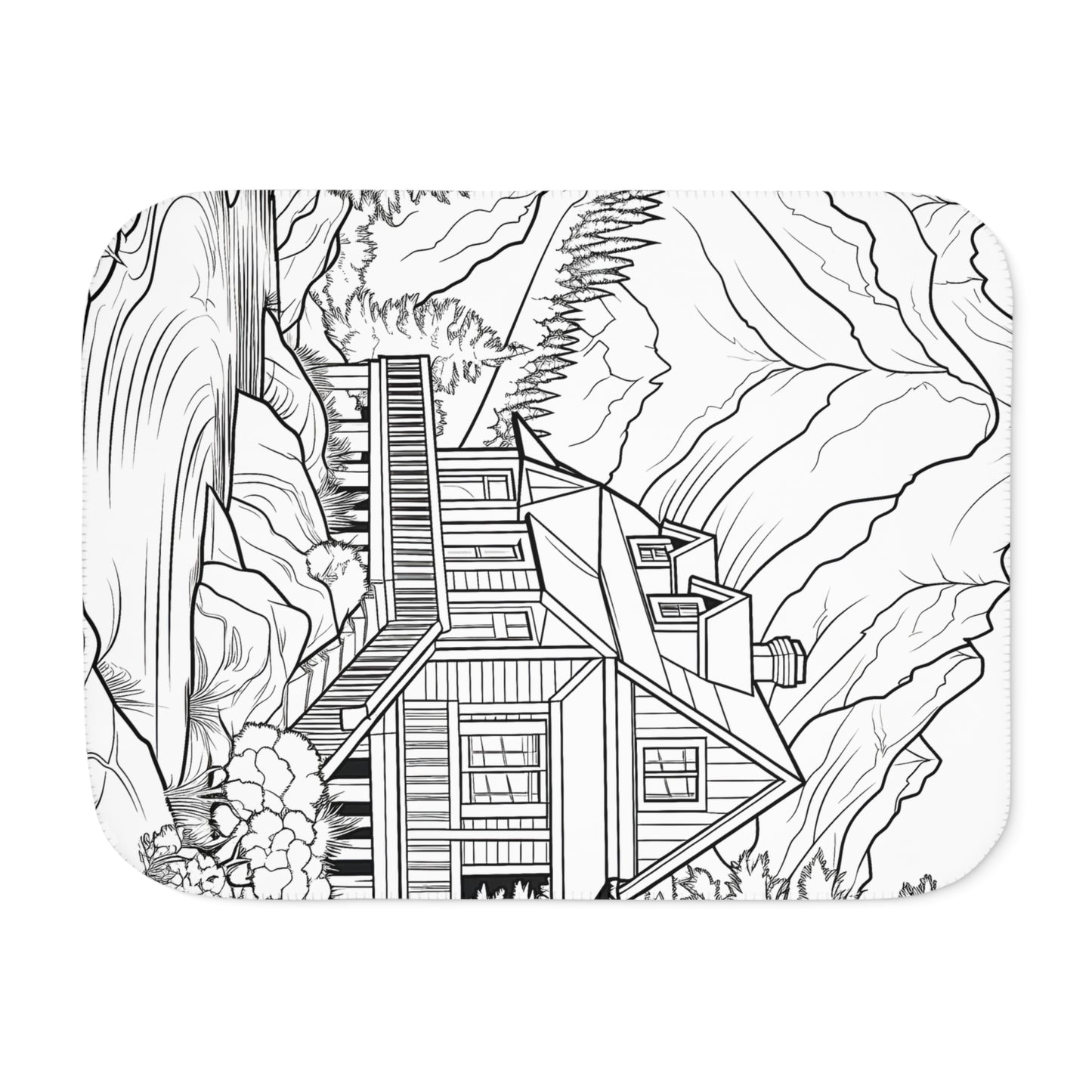 Blanket Coloring Kit with 10 Fabric Markers - Mountain Cabin