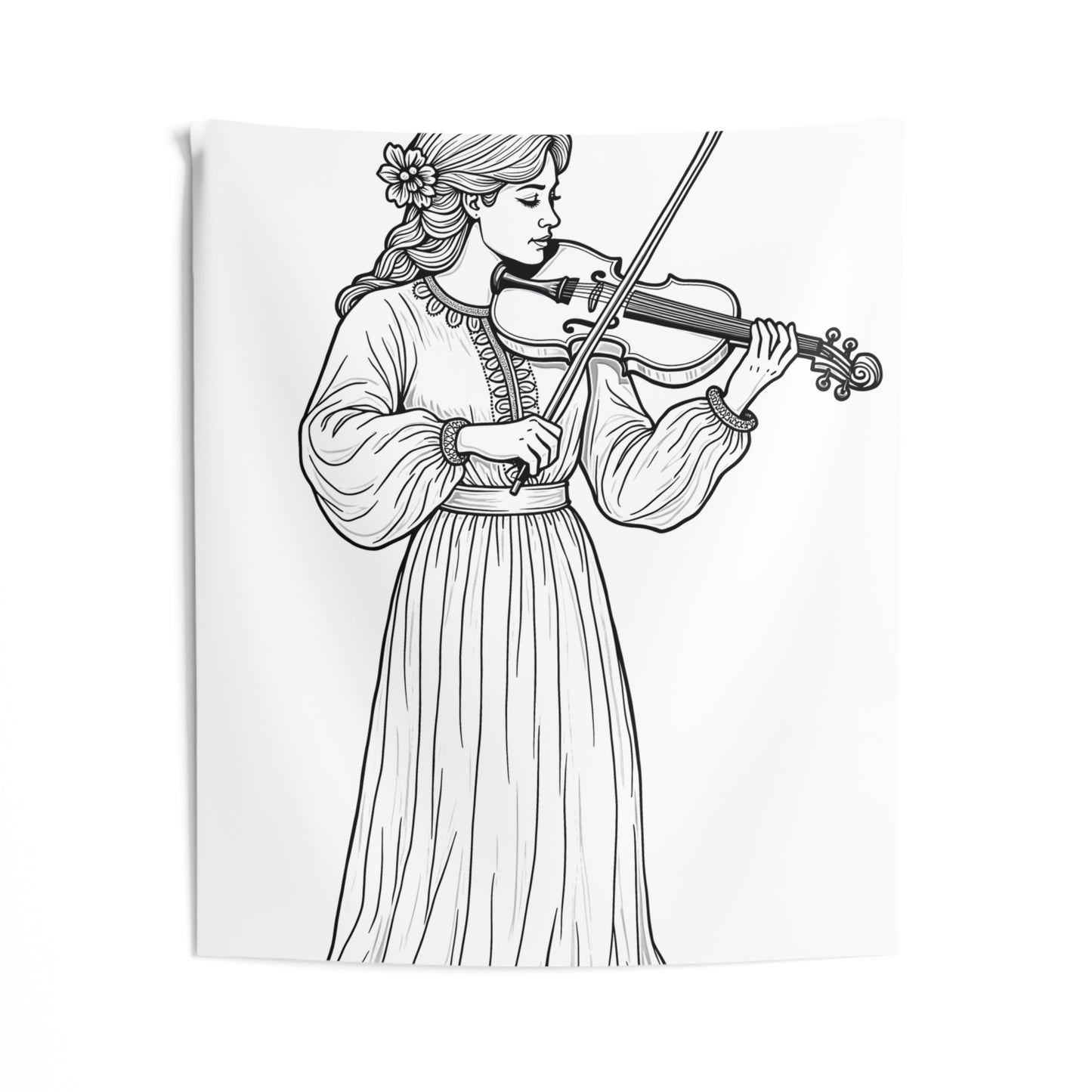 Indoor Wall Tapestries Coloring Kit with 10 Fabric Markers - Violin Player