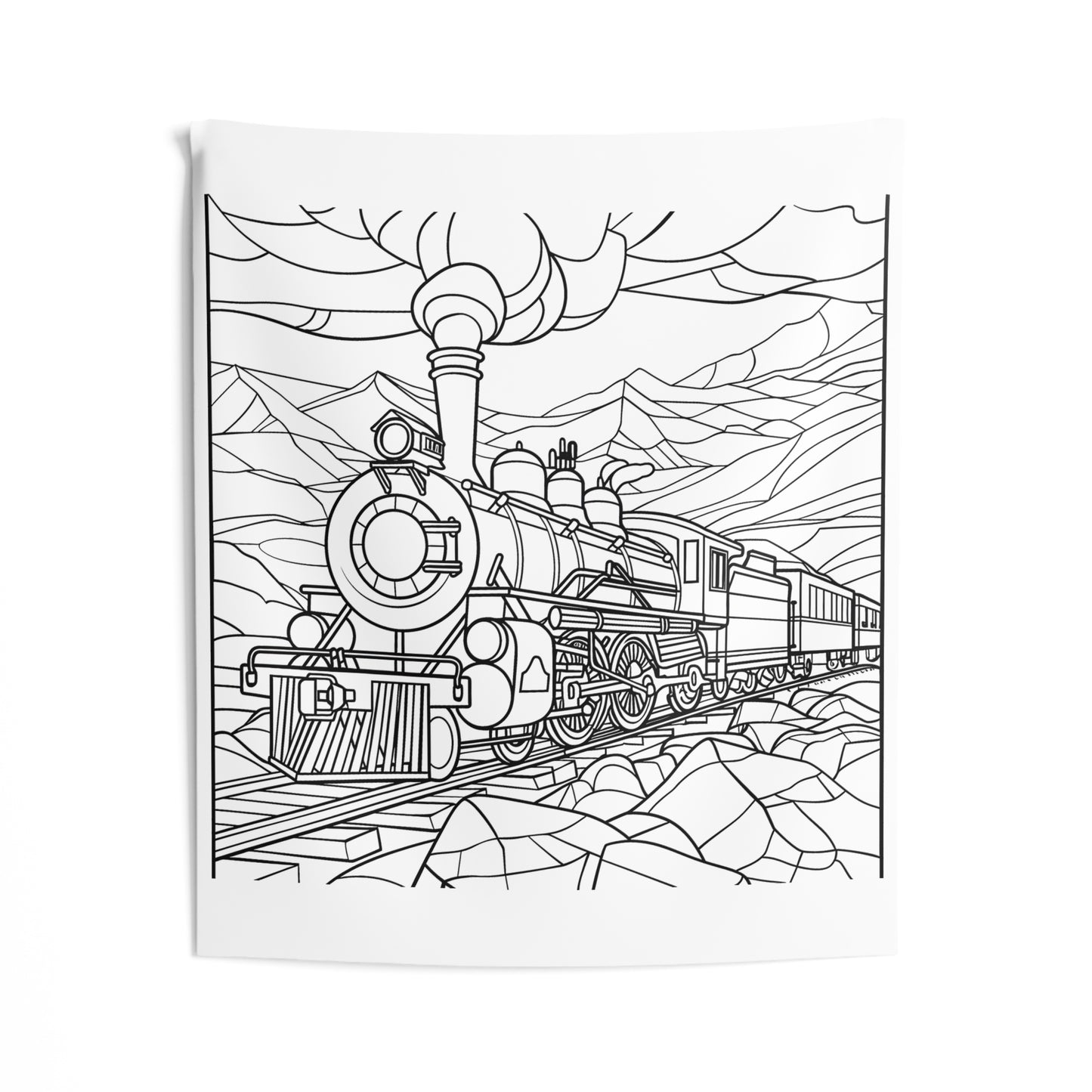 Indoor Wall Tapestries Coloring Kit with 10 Fabric Markers - Steam Locomotive