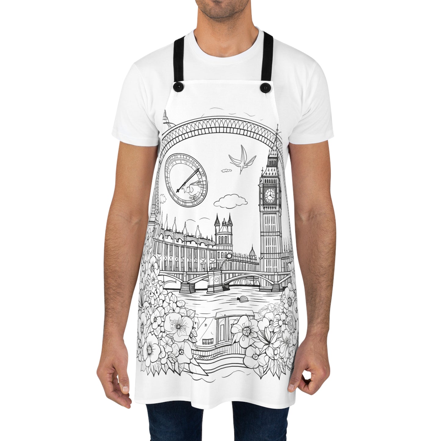 Apron Coloring Kit with 10 Fabric Markers - Big Ben and Parliament