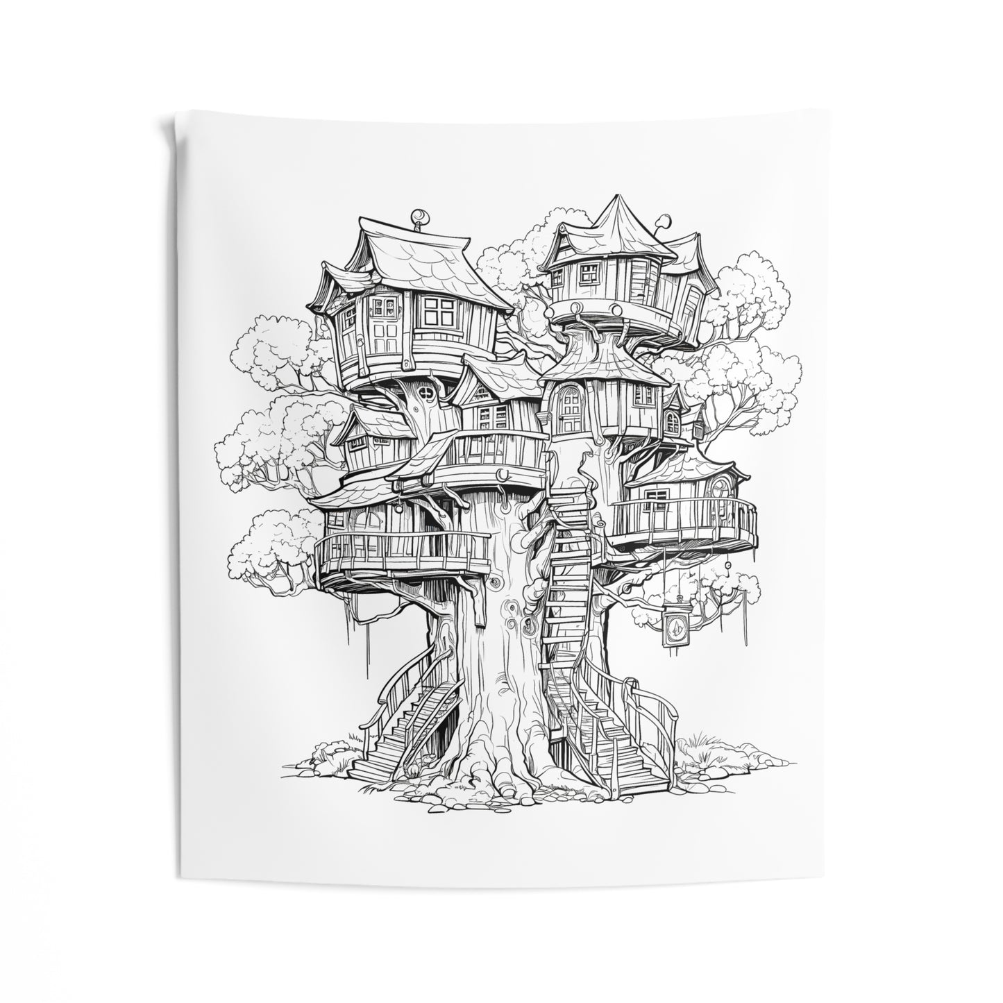 Indoor Wall Tapestries Coloring Kit with 10 Fabric Markers - Fantasy Treehouse