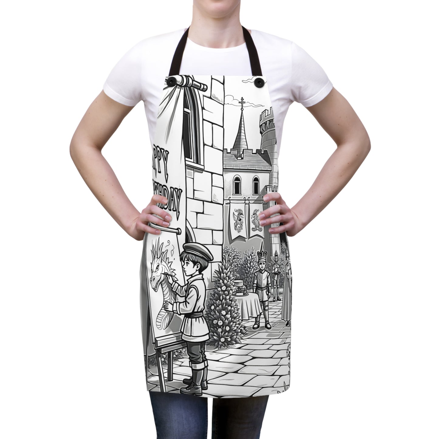 Apron Coloring Kit with 10 Fabric Markers - Medieval Castle