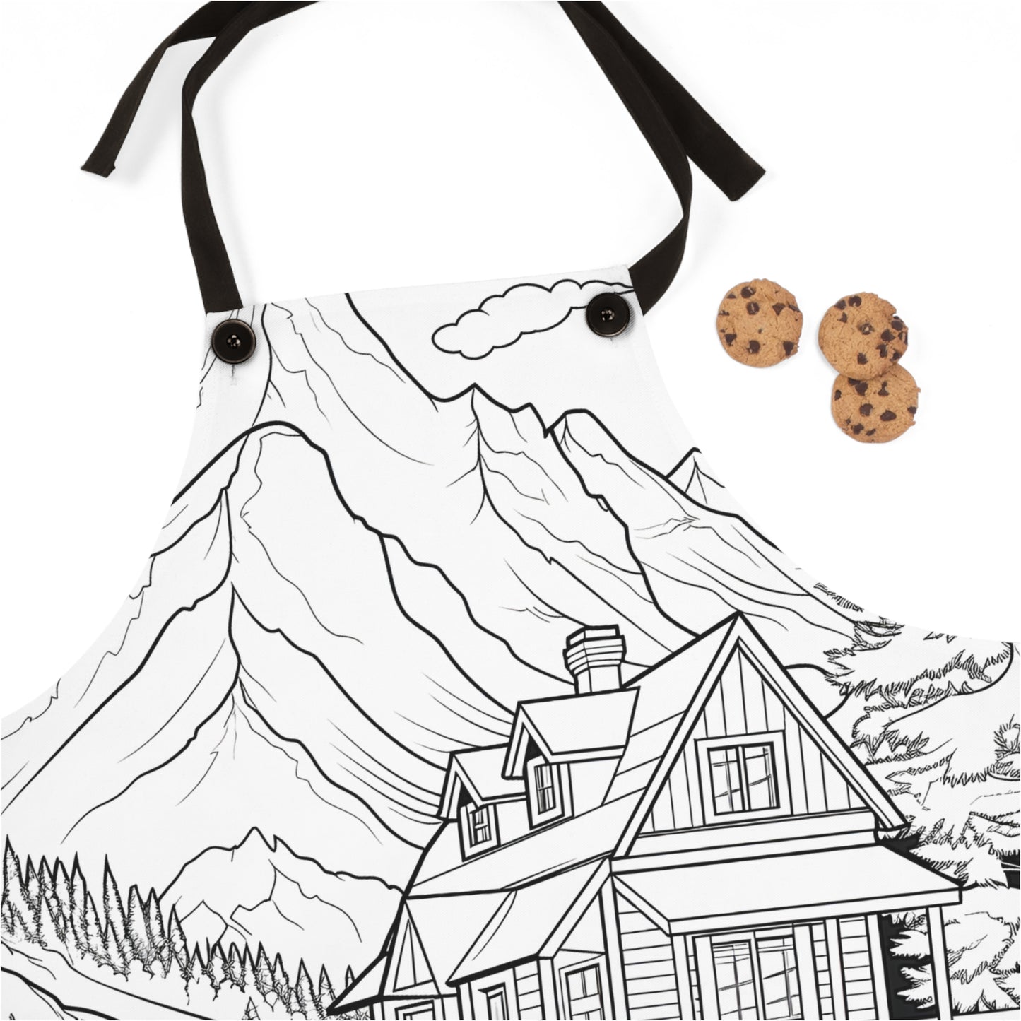 Apron Coloring Kit with 10 Fabric Markers - Mountain Cabin