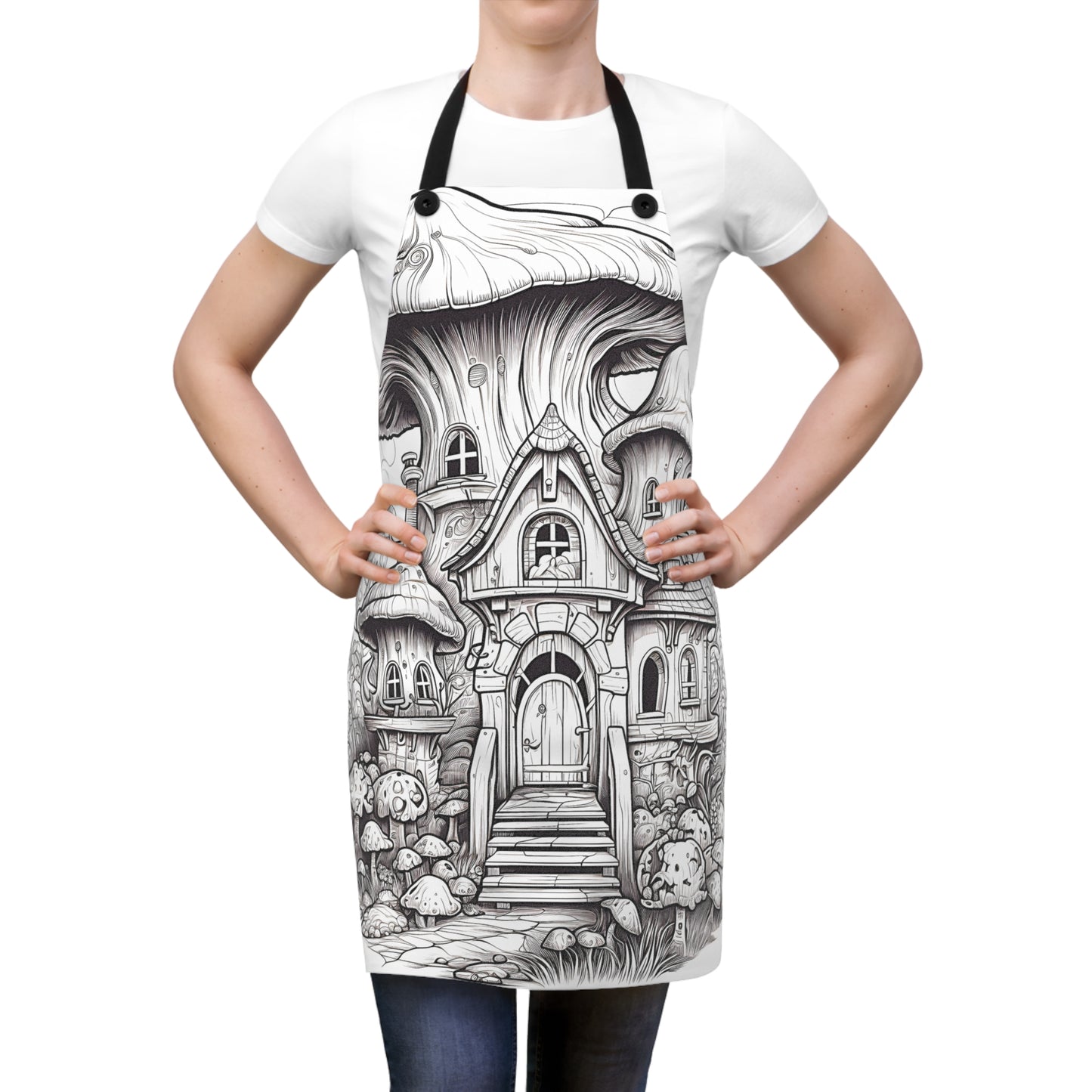 Apron Coloring Kit with 10 Fabric Markers - Mushroom House