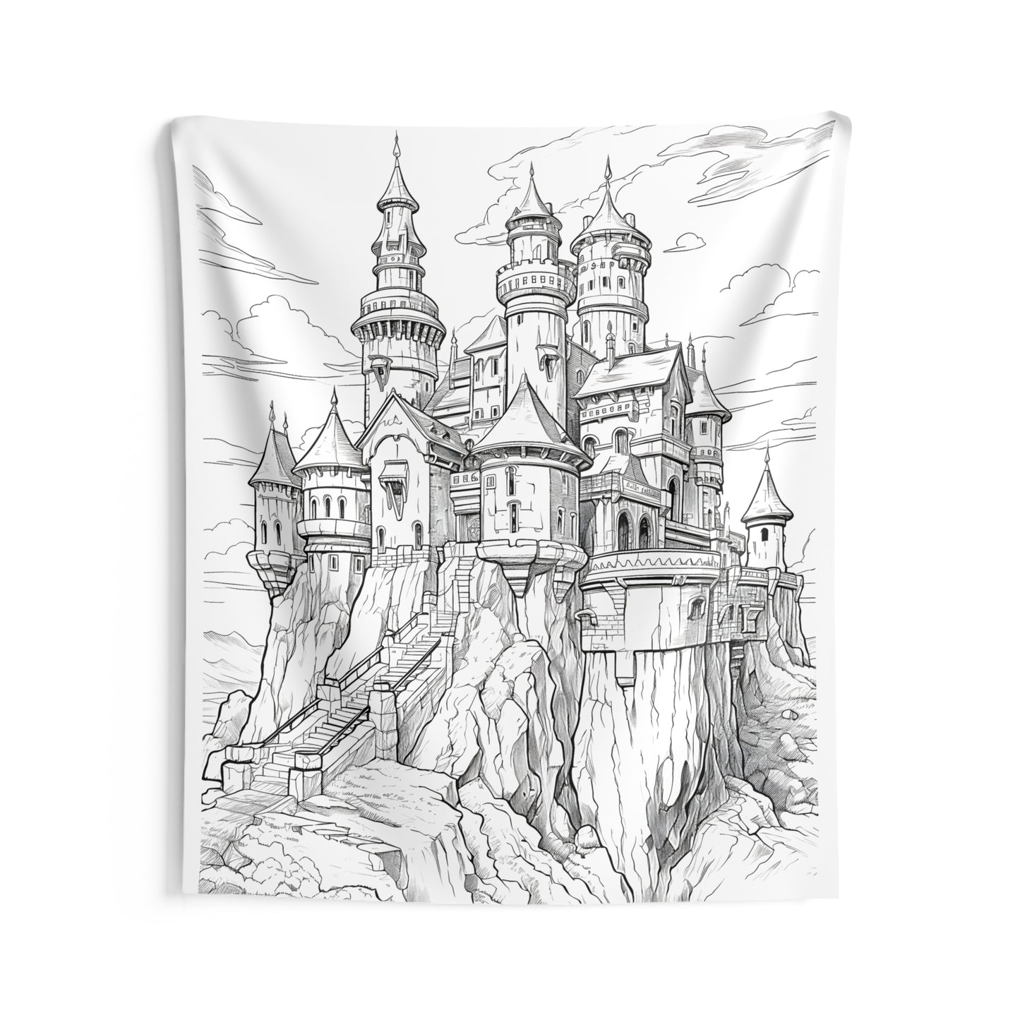 Indoor Wall Tapestries Coloring Kit with 10 Fabric Markers - Medieval Castle