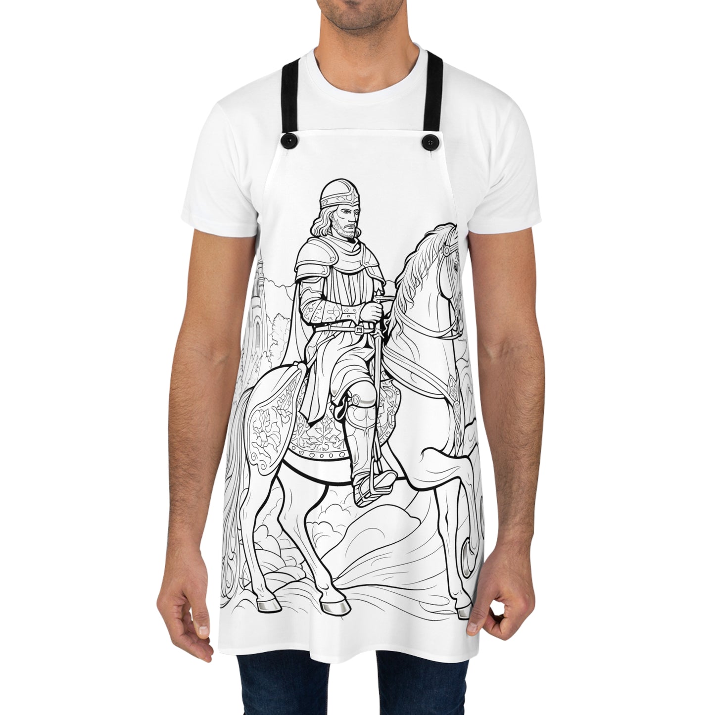 Apron Coloring Kit with 10 Fabric Markers - Knight on Horseback