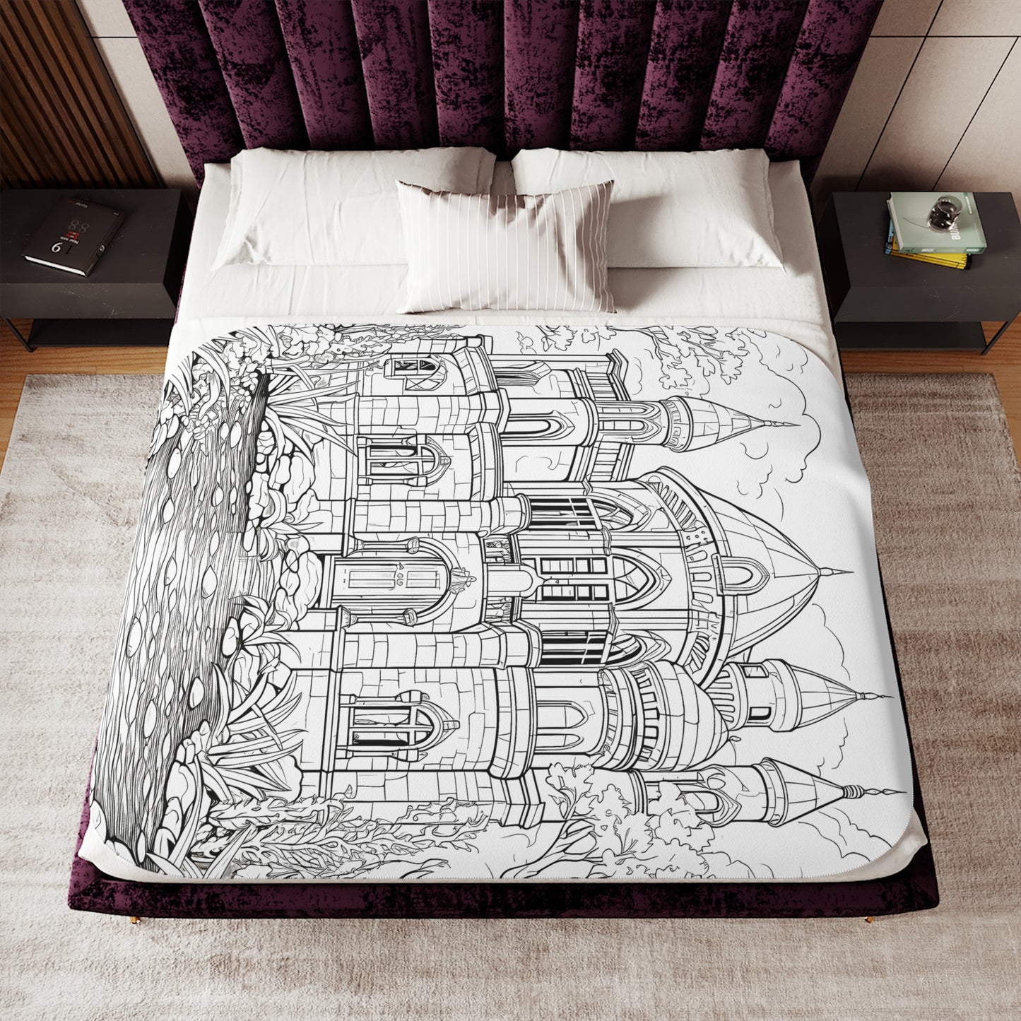 Blanket Coloring Kit with 10 Fabric Markers - Fairy Tale Castle