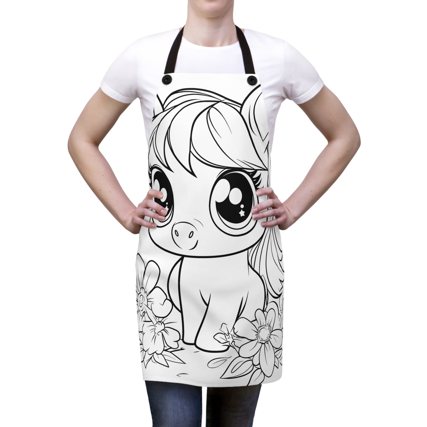 Apron Coloring Kit with 10 Fabric Markers - Cute Pony