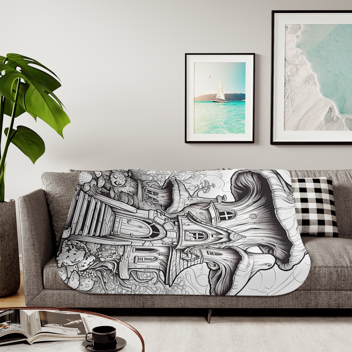 Blanket Coloring Kit with 10 Fabric Markers - Mushroom House