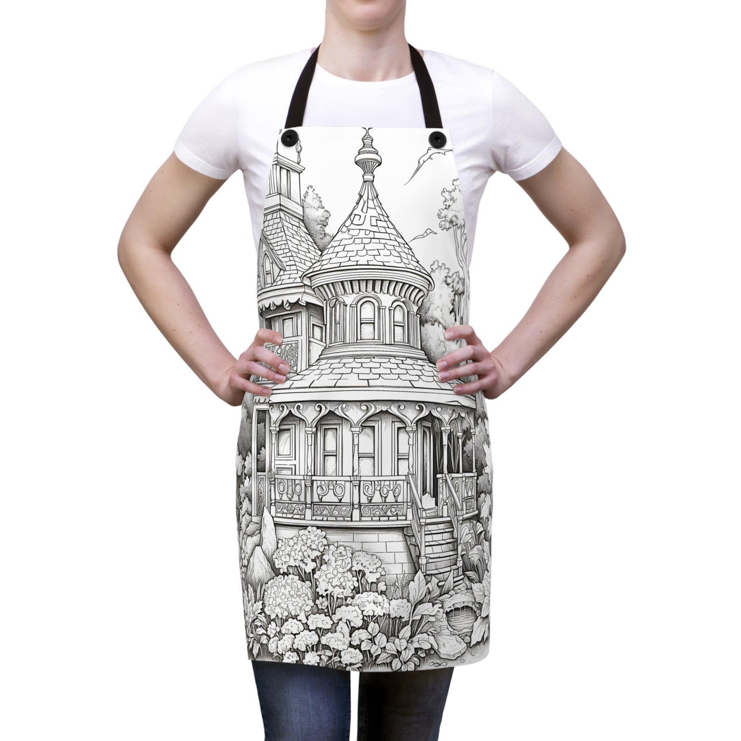 Apron Coloring Kit with 10 Fabric Markers - Victorian House in Nature